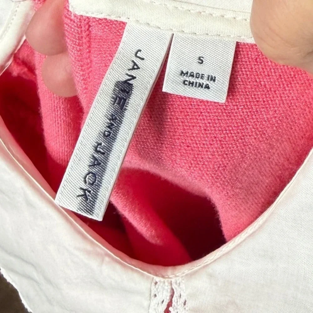 Janie and Jack Girls Pink Sweater Dress Peter‎ Pan Lace Collar Size 5